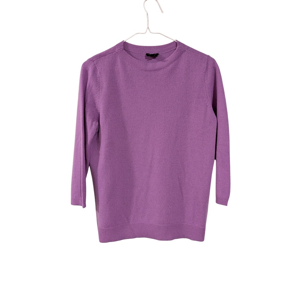 Talbots Sweater Womens MP Purple Pure Cashmere Crew Neck 3/4 Sleeve Knit